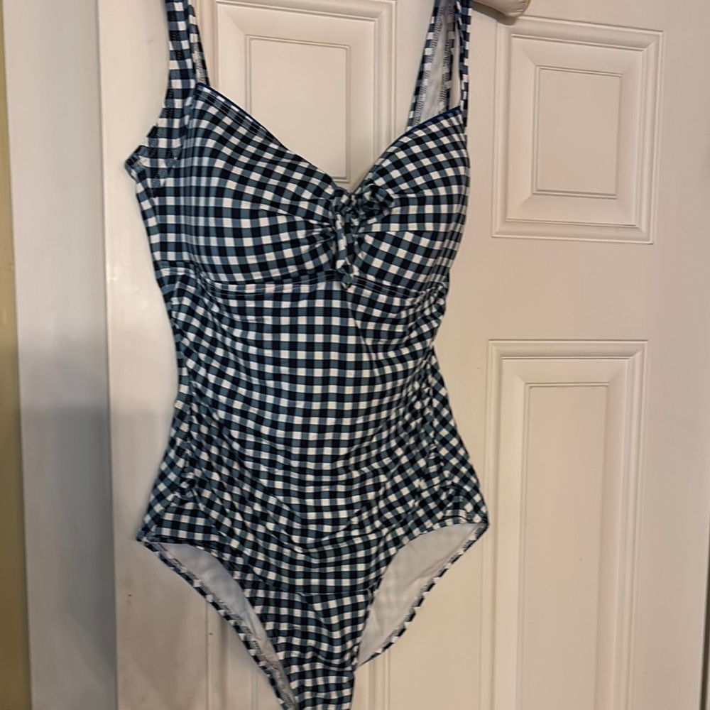 Navy and White Checkered One-Piece Swimsuit TOMMY BAHAMA size 12